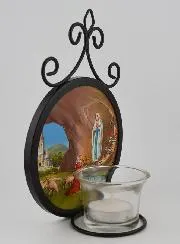 Theelicht Houder Icoon Onze Lieve Vrouwe van Lourdes - 18 cm
