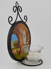 Kaarsenhouder Icoon Onze Lieve Vrouw van Lourdes - 18 cm