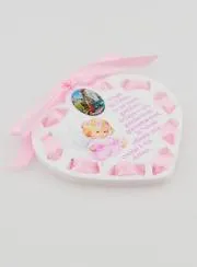 Icoon Bescherm Engel Roze - Doop Cadeau Meisje - 7 cm