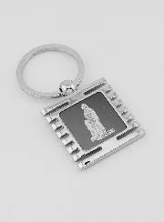 Sleutelhanger Onze Lieve Vrouw van Lourdes Zwart en Zilver - 3.5 cm