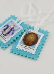 Scapulier Maria Wonderdadige van Stof Blauw - 5 cm