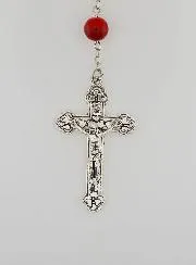 Rozenkrans Modieus Lourdes met Rode Siersteen Kralen - 8mm