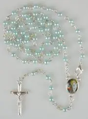 Rozenkrans Lourdes Parelmoer Blauw met Sluiting