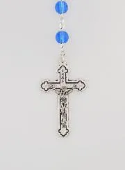 Rozenkrans Lourdes Kruisweg Kristallen Kralen Blauw