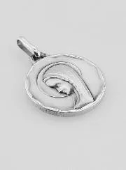 Massief Zilveren Hanger Links Profiel Maagd Maria  - 16 mm