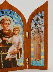 Houten Icoon Drieluik Heilige Antonius van Padua