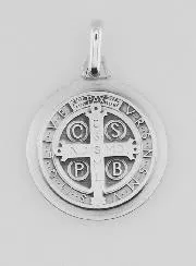Medaille Benedictus van 925 Zilver met Glanzende Rand - 18 mm