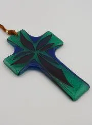 Glazen Kruis Handgemaakt - 12 cm