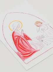 Doop Kaart - Maria en Bescherm Engel - Roze