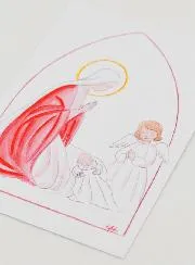 Doop Kaart - Maria en Bescherm Engel - Roze