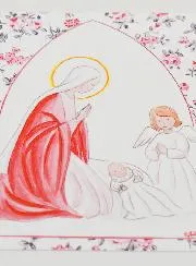 Doop Kaart Heilige Maria en Beschermengel - Rozen