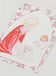 Doop Kaart Heilige Maria en Beschermengel - Rozen