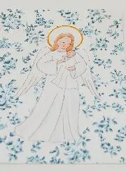 Kaart voor de doop Bescherm Engel en Blauwe Rozen
