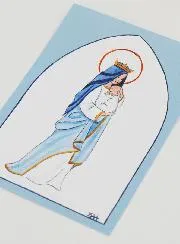 Kaart Doopsel - Gekroonde Maria met Kind Jezus - Licht Blauw