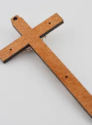 Kruisbeeld Hout met Verschijningen van Lourdes - Zilverkleurig 16 cm