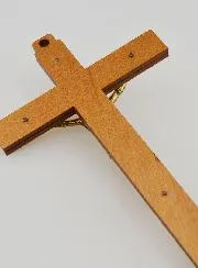 Houten Kruisbeeld Verschijningen Maria van Lourdes - Goudkleurig 16 cm