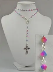 Rozenkrans Collier Trendy Roze en Blauw
