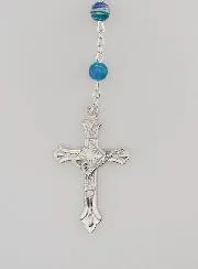 Rozenkrans Lourdes Rode en Blauwe Parel - 60 cm