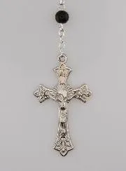 Rozenkrans Collier Trendy Zwarte Kristal Kralen van Lourdes - 50 cm