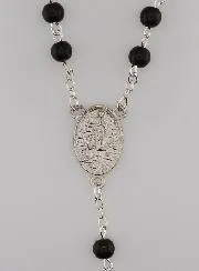 Rozenkrans Collier Trendy Zwarte Kristal Kralen van Lourdes - 50 cm