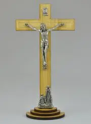 Houten Kruisbeeld Bronskleurige Corpus van Lourdes - 21 cm