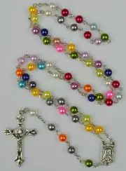 Rozenkrans Kind Multicolor Kralen op Zilverkleurige Ketting