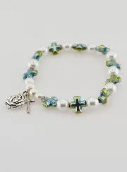 Armband Tientje Kruizen Groen en Parelmoer Parels