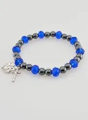 Religieuze Armband Zwarte en Blauwe Kralen