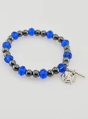 Religieuze Armband Zwarte en Blauwe Kralen