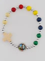 Armband Missie Rozenkrans Houten Kralen en Zilver Pareltjes