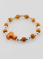Religieuze Armband Kind Tau Kruis en Zilver Kralen