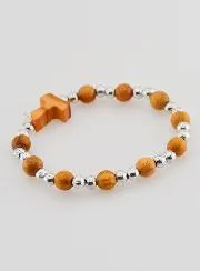 Religieuze Armband Kind Tau Kruis en Zilver Kralen