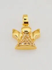 Hangertje Beschermengel Verguld en Strass Diamanten - 15 mm.