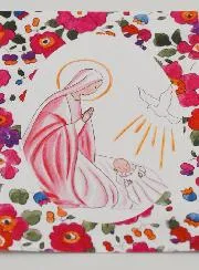 Doop-Prent - Maagd Maria en Duif