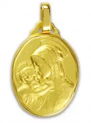 Doop Medaillon Heilige Maagd Maria met Kind Verguld