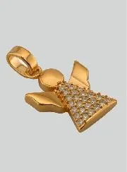 Hangertje Doopsel Beschermengel Verguld en Strass Diamanten - 15 mm.