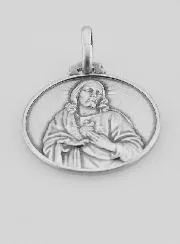 Zilveren Doop Hanger Jezus Heilig Hart 925 Zilver - 18mm
