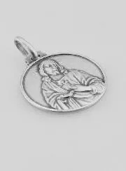 Zilveren Doop Hanger Jezus Heilig Hart 925 Zilver - 18mm