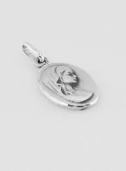 Doop Medaillon Maagd Maria met Sluier Echt Zilver