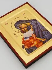 Byzantijnse Icoon Maria van de Tederheid met Blauw Kleed