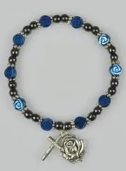 Armband Tientje Zwarte en Blauwe Kralen
