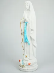 Beeld Onze Lieve Vrouw van Lourdes met Goudkleurige Rozenkrans - 40 cm