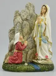 Beeld Verschijning Onze Lieve Vrouw van Lourdes aan Heilige Bernadette - 15 cm