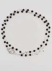 Modieuze Rozenkrans Ketting - Zwarte Kristal Kralen - 50 cm
