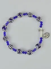 Armband Rozenkrans Kristal Kralen Blauw Bewerkt