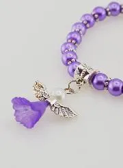 Religieuze Armband Kind Beschermengel - Paarse Kralen