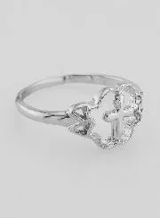 Ring Kruis en Bloem Echt Zilver  - Maat 54