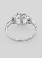 Ring Kruis en Bloem Echt Zilver  - Maat 54