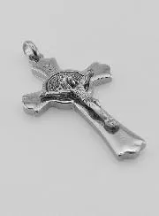 Hanger Kruis Heilige Benedictus Zilverkleurig - 5 cm