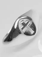 Zegel-ring Kruis Jezus Echt Zilver - Maat 60
